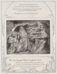 Das Buch Hiob: Pl. 10, Der gerechte aufrechte Mann wird verspottet, 1825