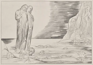 Der Kreis der Verräter: Dantes Fuß tritt Bocca degli Abbate, aus Dantes Inferno, Canto XXXII Illustration zu Dantes Die Göttliche Komödie
