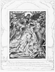 Die Vernichtung von Hiobs Söhnen, Tafel 3 aus „Illustrationen zum Buch Hiob“
