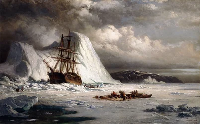 Im Eis eingeschlossenes Schiff