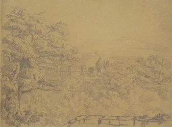 Recto: Ländliche Landschaft mit Kloster