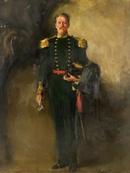 Ein Mann in der grünen Uniform der schottischen Bogenschützen, 20. Jahrhundert