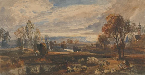 Landschaft mit Schafen