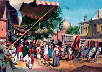 Eine Straße hinter der Jami Masjid, Delhi, Indien, 1857