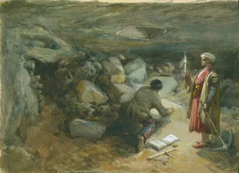 Felsgeschnittener Zisterne unter Robinsons Bogen, Jerusalem, 1871