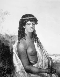 Junges Mädchen von den Sandwich-Inseln Hawaii, ca. 1826