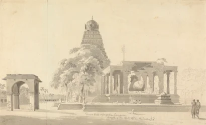 Der große Stier und die Pagode in Tanjore