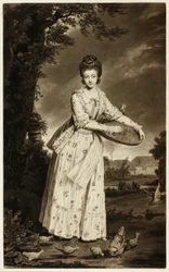 Mrs. Pelham füttert ihre Hühner