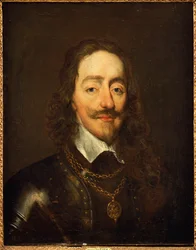 Porträt von König Karl I. in Rüstung und mit dem Orden des Hosenbandordens