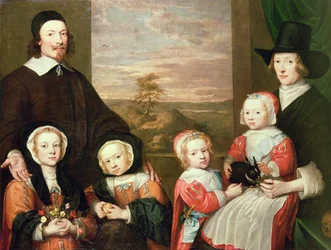 Unidentifiziertes Familienporträt, traditionell gedacht als das von Sir Thomas Browne, Mitte der 1640er Jahre