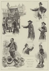 Skizzen bei der großen Arbeiterdemonstration im Hyde Park