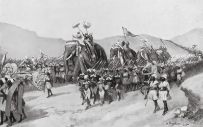 Vikramaditya Gupta zieht in den Krieg, 395 n. Chr.