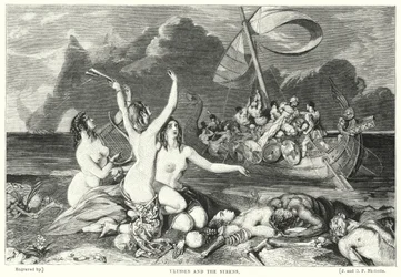 Odysseus und die Sirenen (Gravur)