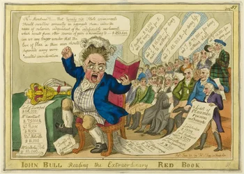 John Bull liest das außergewöhnliche Rote Buch