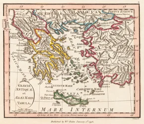 Antikes Griechenland. Ägäisches Meer. Kleinasien. Karte.