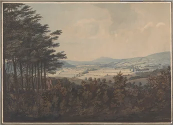 Landschaft mit Tal und Bergen
