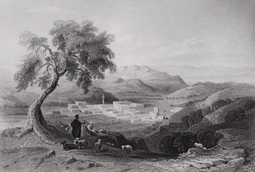 Nazareth, Blick auf die Ebene von Esdraelon (Gravur)