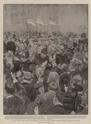 Auf zur Front aus Alt-England, die New South Wales Lancers ziehen durch die Stadt