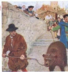Shakespeare sieht einen Bären auf dem Weg zum Bärengarten in Bankside, aus My Magazine, veröffentlicht 1922