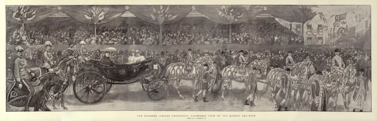 Der Diamant-Jubiläumszug, Panoramablick auf die Equipage der Königin