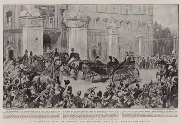 Der Besuch der Königin in London, Ihre Majestät trifft im Buckingham Palace ein