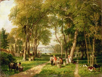 Walnussernte in Petersham, in der Nähe der Richmond-Brücke