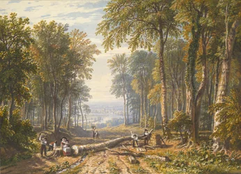 Holzfäller bei Park Place, Henley, der Fluss Themse im Hintergrund