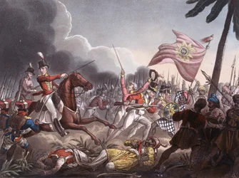 Schlacht von Assaye, 23. September 1803, graviert von J.C. Stadler, veröffentlicht von Thomas Tegg, 1. April 1818