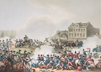 Schlacht von Leipzig, 19. Oktober 1813: geätzt von I. Clarke, aquatinta von M. Dubourg
