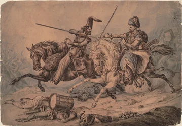Russischer Kosake im Kampf mit einem Mameluken, 1815