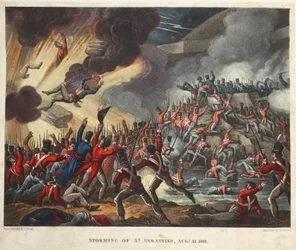 Sturm auf St. Sebastian am 31. August 1811, Aquatinta von J.C. Stadler, veröffentlicht von Tegg, April 1818