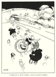 Illustration für Railway Ribaldry von W Heath Robinson (Lithographie)