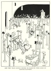 Illustration für Railway Ribaldry von W Heath Robinson (Lithografie)