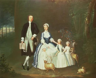 Baptist Noel, 4. Earl of Gainsborough und seine Frau Elizabeth mit ihren Kindern