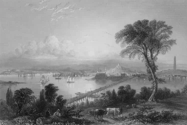 Boston und Bunker Hill (von Osten) (Stich)