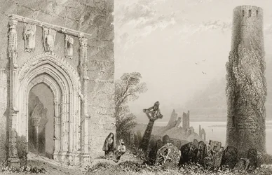 Tür zu einem Tempel, Clonmacnois, County Offaly, Irland, aus 