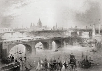 London, Southwark und Blackfriars Brücken über die Themse, London, England, aus 