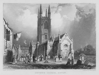 Totnes Kirche, Devon (Stich)
