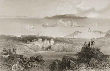Ansicht von Howth Castle, County Dublin, Irland, aus 