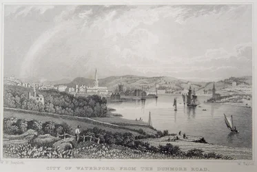 Ansicht von Waterford von der Dunmore Road, Irland, graviert von W. Taylor