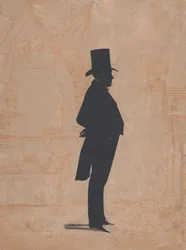 Silhouette eines unbekannten Mannes mit Zylinder und Frack, 1828-83.
