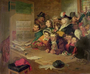 Warten auf Nachrichten von der Verhaftung Robespierres (1758-94) im Jahr 1794, 1866