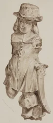 Geschnitzte Figur aus Eiche, einst im Türrahmen des Hauses auf dem Gelände der Boars Head Tavern, Eastcheap, 1834