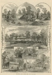 Der Besuch der Königin im Victoria Park: Ansichten im Park (Gravur)