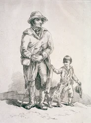 Ein Bauer mit einem Hund und einem Jungen, Provinzcharaktere