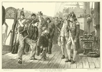 Ein Freiwilliger ist drei gepressten Männern wert (Stich)