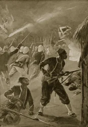 Es war ein Nachtangriff, und der Feind hatte sie im Schlaf überrascht, Illustration aus 