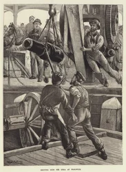 Verschiffung von Kanonen für Indien in Woolwich