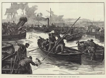 Die große Katastrophe auf der Themse, Bergung von Leichen aus dem Wrack der Princess Alice