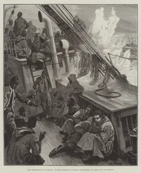 Die Revolution in Rumelien, türkische Redifs an Bord eines Transports auf dem Weg nach Saloniki